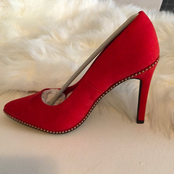 Red Studded Pumps - Picture 3 of 3